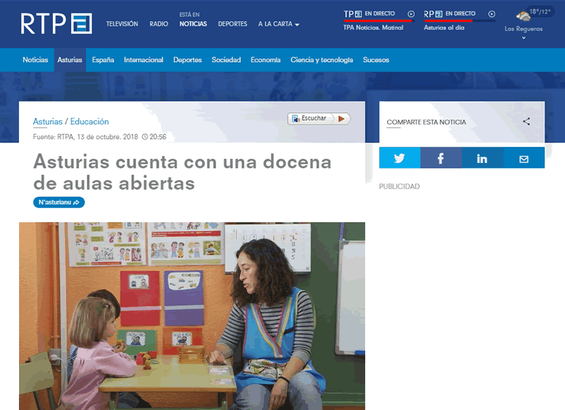 Aulas abiertas conectadas. RTPA, 13-10-2018