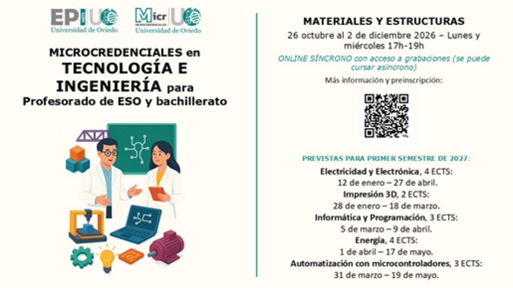 Microcredenciales Tecnología e Ingeniería para profesorado. Universidad de Oviedo