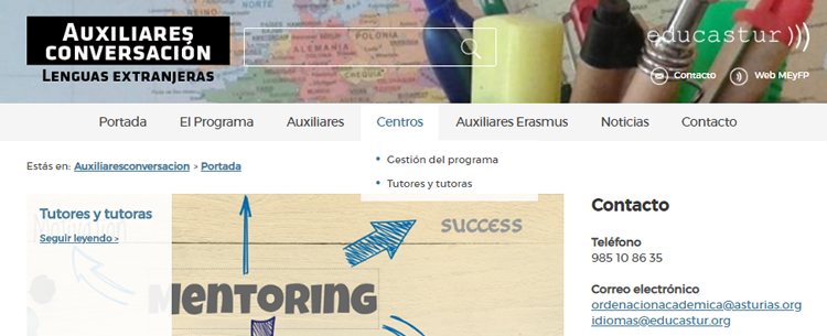 Auxiliares de conversación Asturias. Web