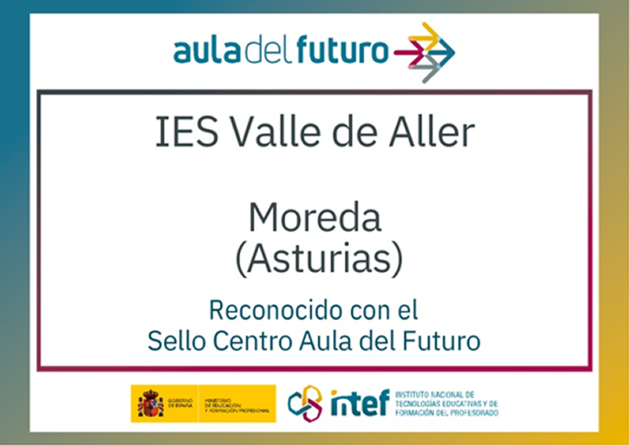 Sello Aula del Futuro para el Aula Dinámica del IES valle de Aller