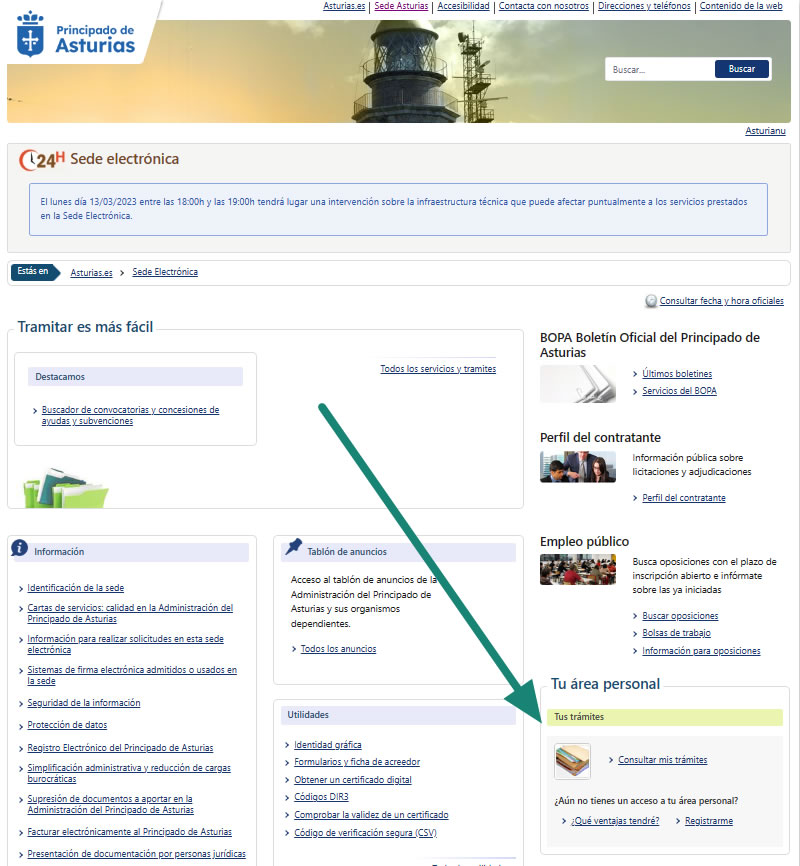 Sede Electrónica del Portal asturias.es. Tú área personal