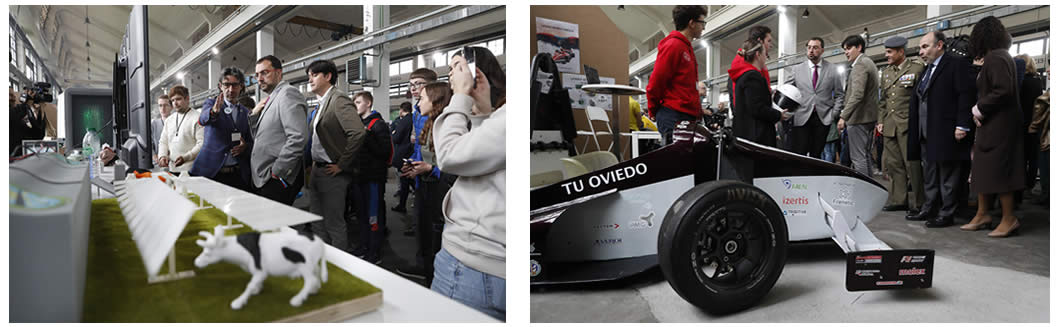 El presidente del Principado de Asturias, Adrián Barbón, visita la II Feria de la Ciencia y la Innovación de Asturias.