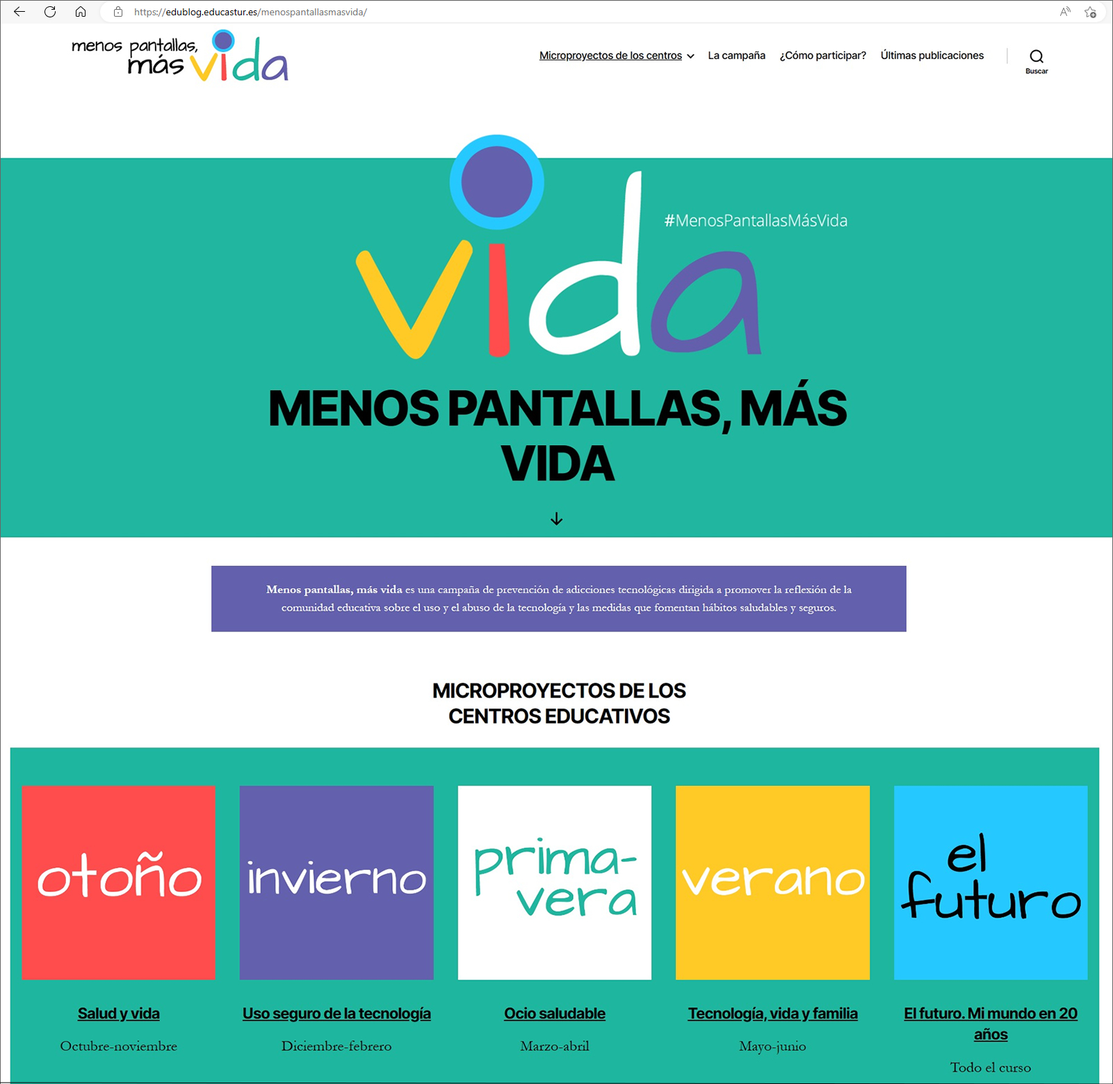 Blog Menos pantallas, más vida. Campaña de prevención de adicciones tecnológicas